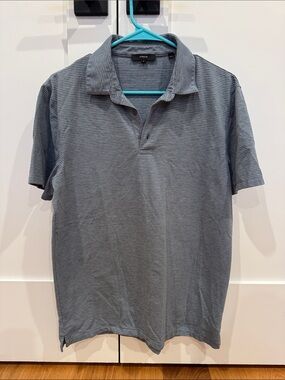 Vince Micro Striped Slub Preppy California Business Casual Polo Size Medium